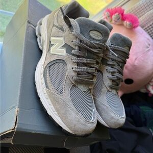 New Balance Gray Suede & Mesh Sneakers